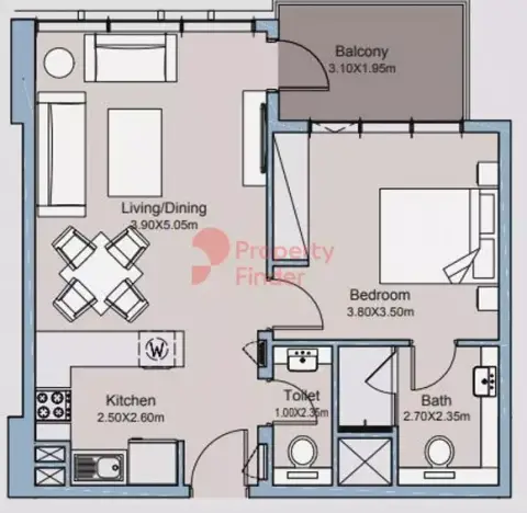 Plattegrond van 1 slaapkamer in Millennium Talia Residences