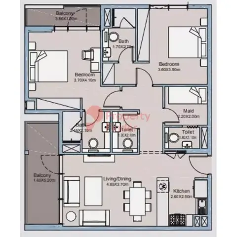 Plattegrond van 2 slaapkamers in Millennium Talia Residences