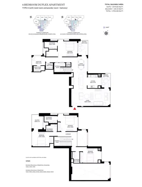 Plattegrond van 4 slaapkamers in Waves Opulence