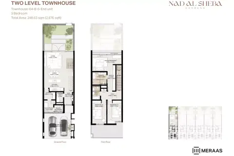 Plattegrond van 3 slaapkamers in Nad Al Sheba Gardens Phase 3 By Meraas