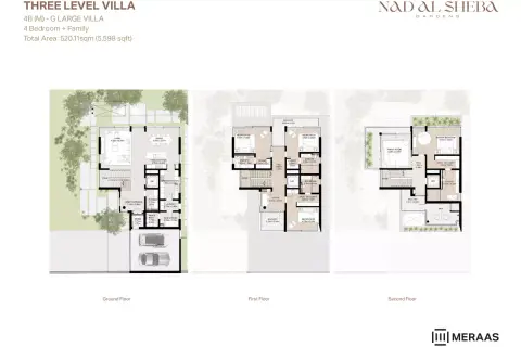 Plattegrond van 4 slaapkamers in Nad Al Sheba Gardens Phase 3 By Meraas