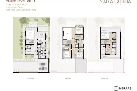 Plattegrond van 5 slaapkamers in Nad Al Sheba Gardens Phase 3 By Meraas