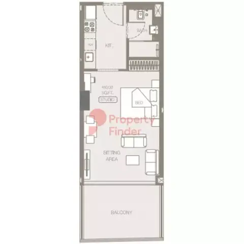 Plattegrond van Studio in Trillionaire Residences By Binghatti