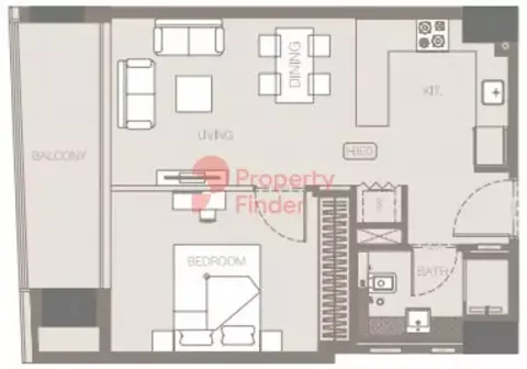 Plattegrond van 1 slaapkamer in Trillionaire Residences By Binghatti