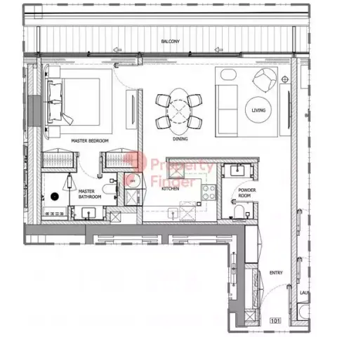 Plattegrond van Studio in Eden House The Canal