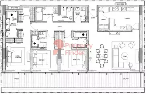 Plattegrond van 2 slaapkamers in Eden House The Canal