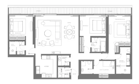 Plattegrond van 3 slaapkamers in Eden House The Canal