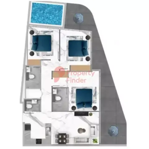 Plattegrond van 3 slaapkamers in Samana Mykonos