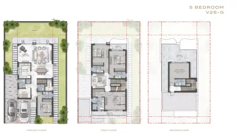 Plattegrond van 5 slaapkamers in Gems Estates By Damac