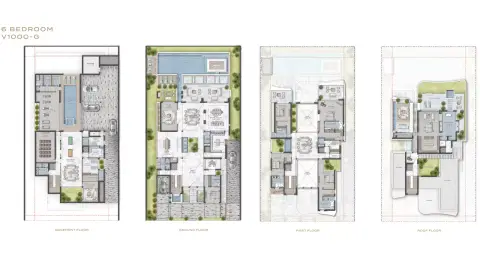Plattegrond van 6 slaapkamers in Gems Estates By Damac