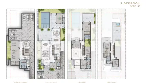 Plattegrond van 7 slaapkamers in Gems Estates By Damac