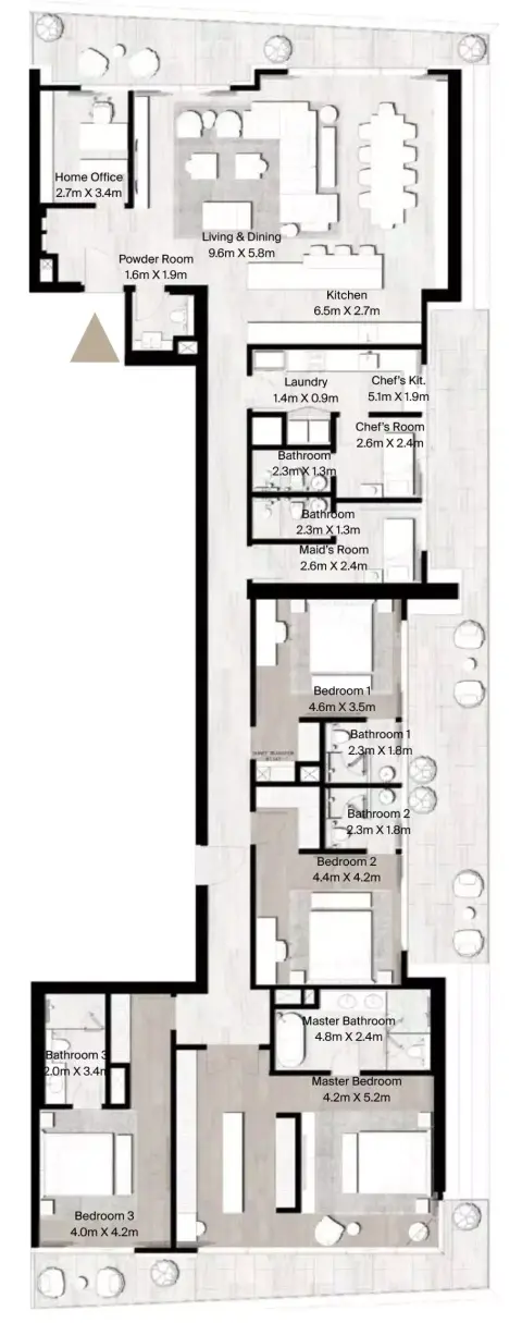 Plattegrond van 4 slaapkamers in St. Regis Residences Financial Center Road