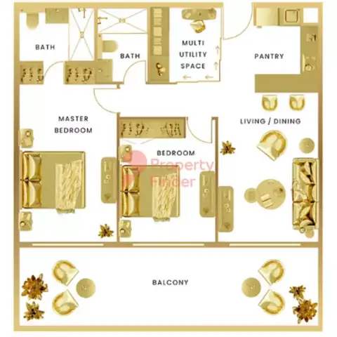 Plattegrond van 2 slaapkamers in Vincitore Volare