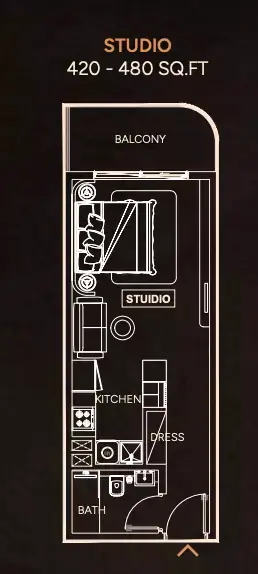 Plattegrond van Studio in Weston