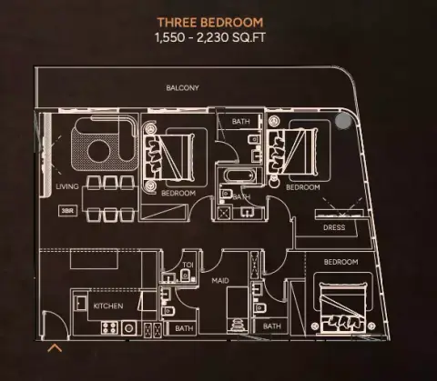 Plattegrond van 3 slaapkamers in Weston
