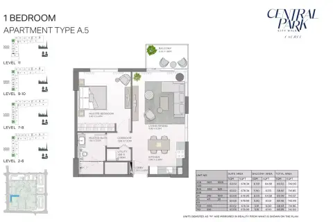Plattegrond van 1 slaapkamer in Laurel Central Park