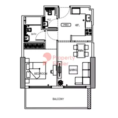 Plattegrond van 1 slaapkamer in Binghatti Corner