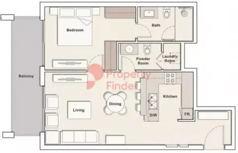 Plattegrond van 1 slaapkamer in Hamilton House