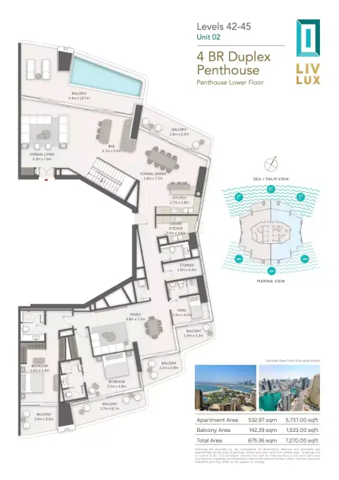 Plattegrond van 4 slaapkamers in Liv Lux