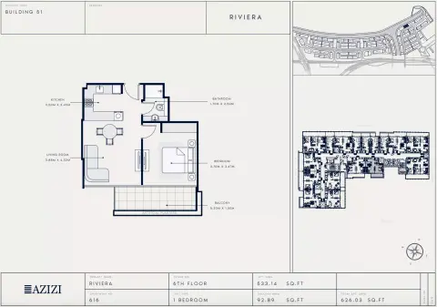 Plattegrond van 1 slaapkamer in Azizi Riviera Azure