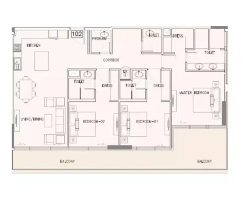 Plattegrond van 3 slaapkamers in The Grove By Iman