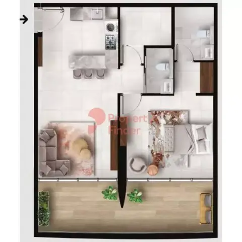 Plattegrond van 1 slaapkamer in Westwood Grande By Imtiaz