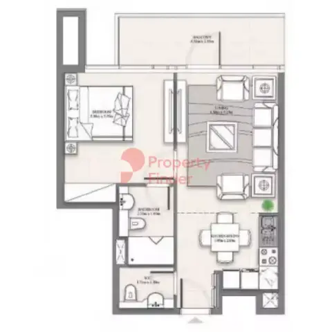 Plattegrond van 1 slaapkamer in Celia Residence