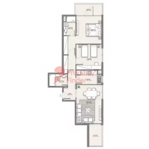 Plattegrond van 2 slaapkamers in Celia Residence
