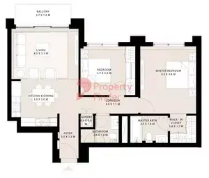 Plattegrond van 2 slaapkamers in Park Field