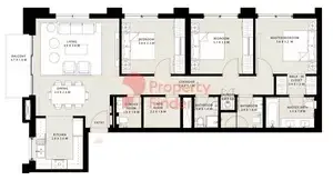 Plattegrond van 3 slaapkamers in Park Field