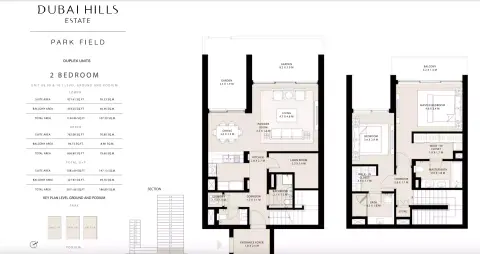 Plattegrond van 2 slaapkamers in Park Field