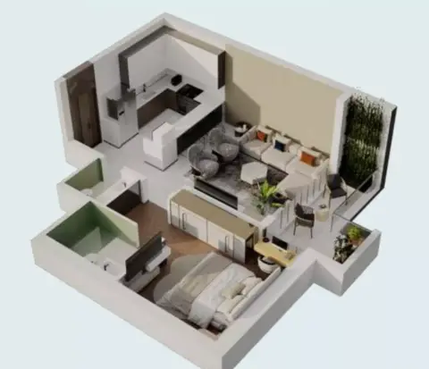 Plattegrond van 1 slaapkamer in Emerald Vision Tower