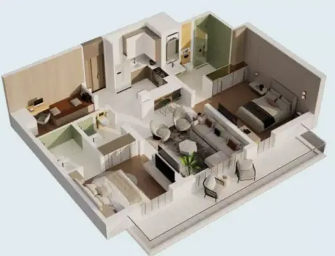 Plattegrond van 2 slaapkamers in Emerald Vision Tower