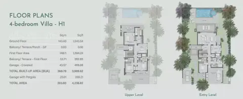 Plattegrond van 4 slaapkamers in Jebel Ali Village Phase 3 By Nakheel