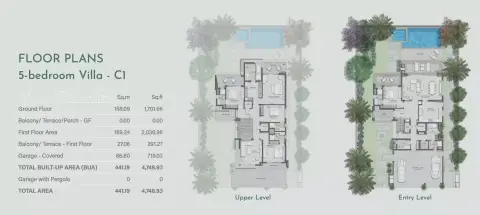 Plattegrond van 5 slaapkamers in Jebel Ali Village Phase 3 By Nakheel