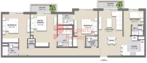 Plattegrond van 3 slaapkamers in Zazen Gardens