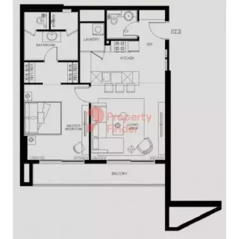Plattegrond van 1 slaapkamer in Beverly Boulevard