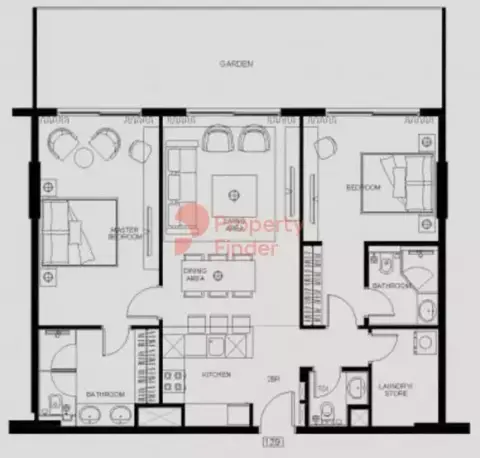 Plattegrond van 2 slaapkamers in Beverly Boulevard