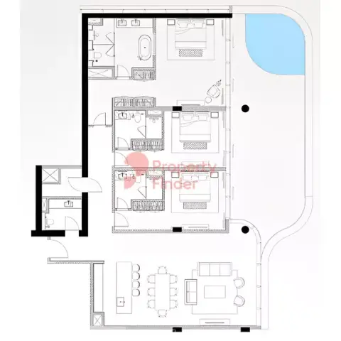Plattegrond van 3 slaapkamers in Sensoria