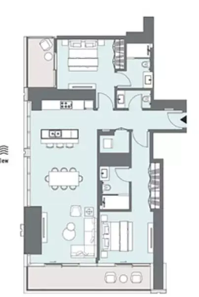 Plattegrond van 2 slaapkamers in Peninsula Four