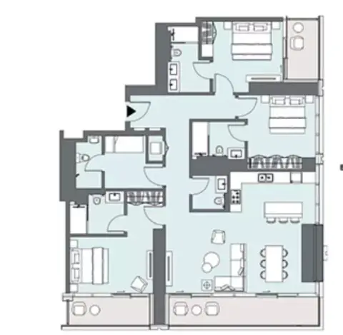 Plattegrond van 3 slaapkamers in Peninsula Four