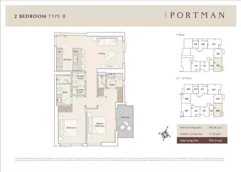 Plattegrond van 2 slaapkamers in The Portman