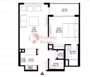 Plattegrond van 1 slaapkamer in Crest Grande