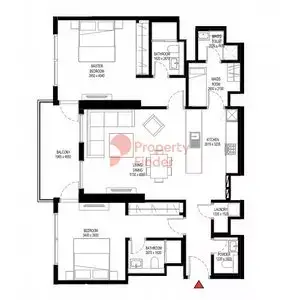 Plattegrond van 2 slaapkamers in Crest Grande