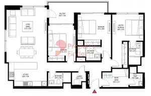 Plattegrond van 3 slaapkamers in Crest Grande