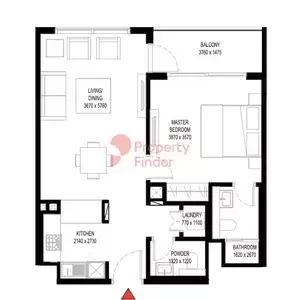 Plattegrond van 1 slaapkamer in Crest Grande