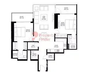 Plattegrond van 2 slaapkamers in Crest Grande