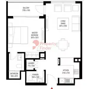 Plattegrond van 1 slaapkamer in Crest Grande