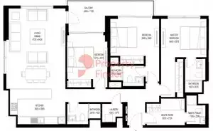 Plattegrond van 3 slaapkamers in Crest Grande