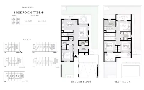 Plattegrond van 4 slaapkamers in Greenview Phase 3 By Emaar